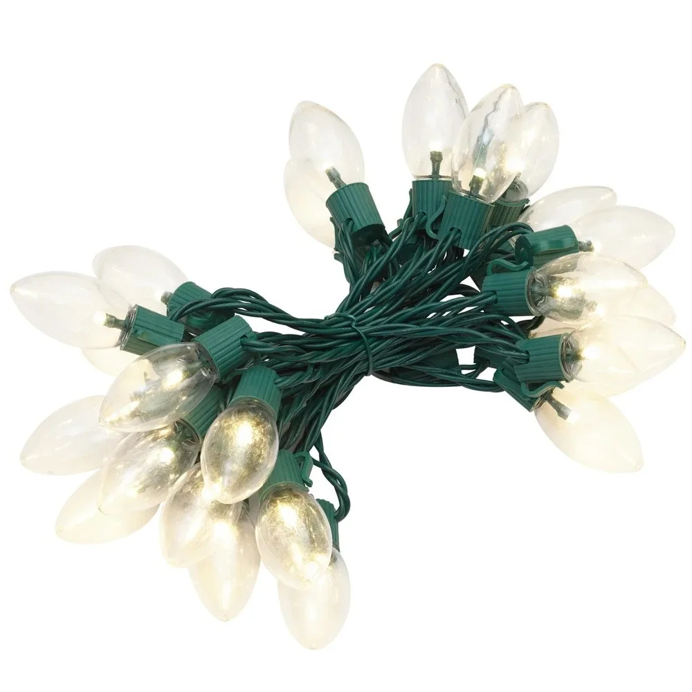 25-Count Ultra Bright LED C9 Christmas Party Lights Warm Green Wire (4 Boxes)